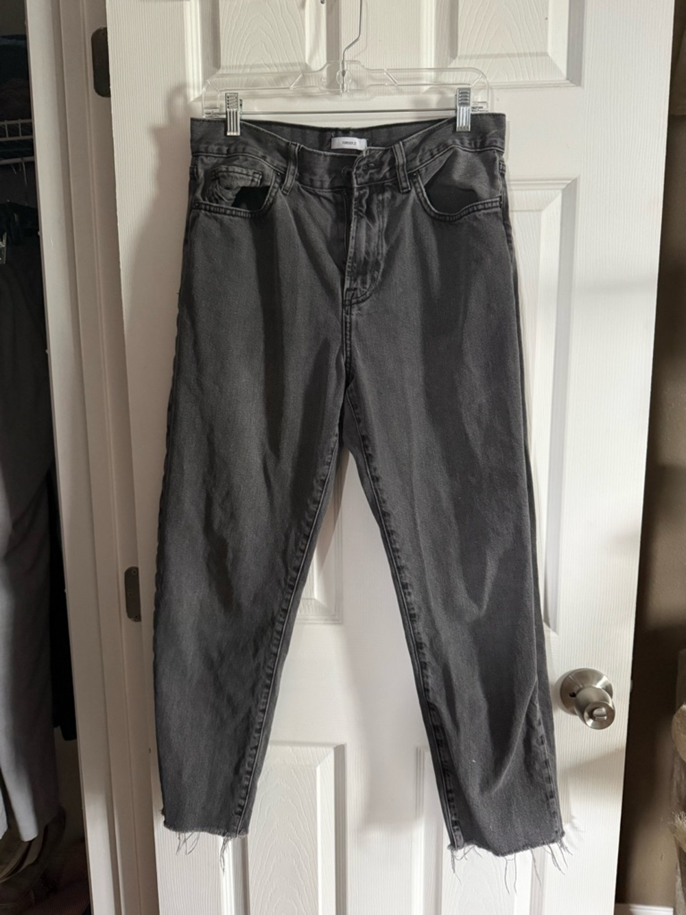 Forever 21 Black Straight Jeans w/ Raw Hem